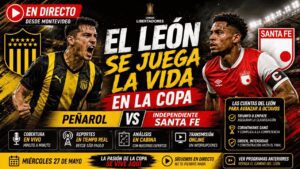 Jugadores de Independiente Santa Fe disputando un balón en el torneo continental Copa Libertadores