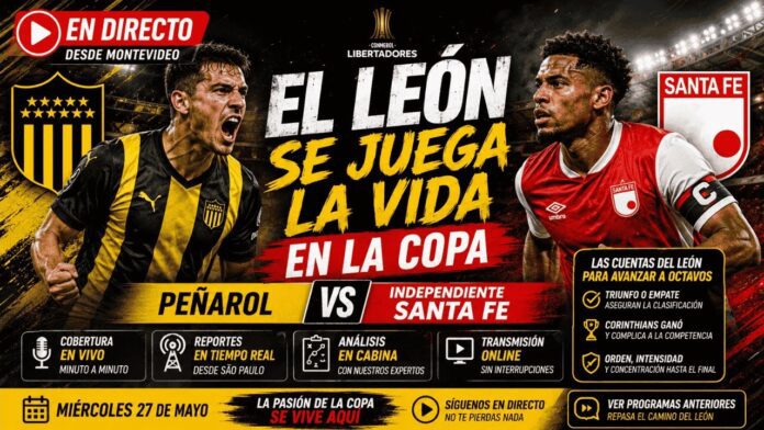 Jugadores de Independiente Santa Fe disputando un balón en el torneo continental Copa Libertadores