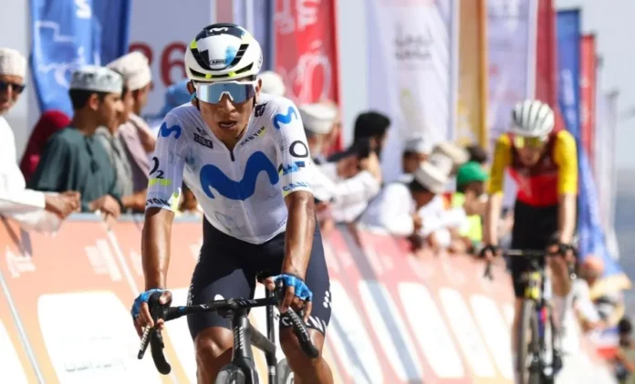 Nairo Quintana atacando en la tercera etapa del Tour de Omán