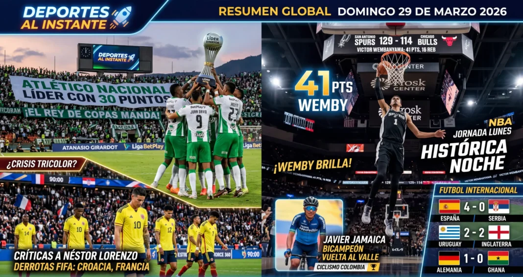 Atlético Nacional celebrando el liderato de la Liga BetPlay 2026 tras ganar al Deportivo Pasto.