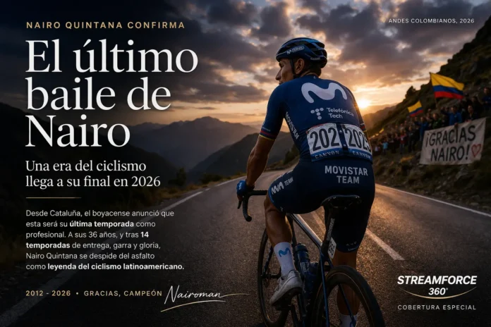 Nairo Quintana confirma su retiro del ciclismo profesional en 2026 con el Movistar Team durante rueda de prensa.