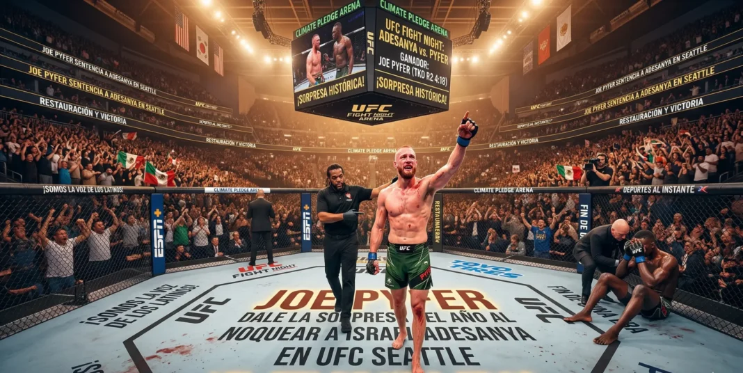 TKO de Joe Pyfer a Israel Adesanya UFC Seattle Climate Pledge Arena fin de una era ground and pound.