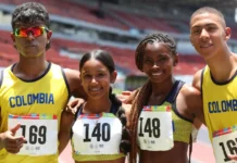Colombia debuta con Oro y Plata en atletismo | Panamá 2026 Natalia Linares celebrando la medalla de oro en salto largo durante los Juegos Centroamericanos y del Caribe Panamá 2026.