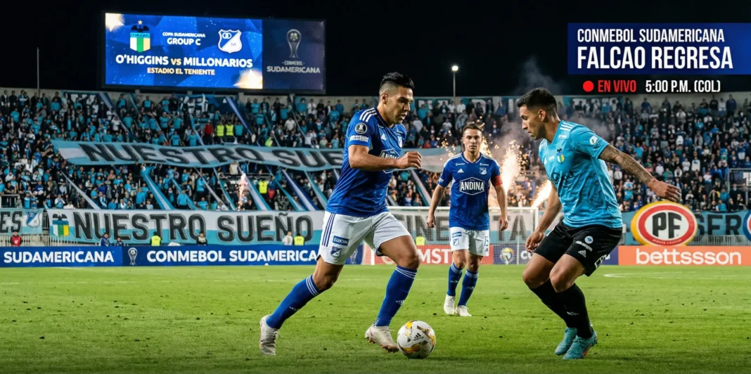 Radamel Falcao García en O'Higgins vs Millonarios - Copa Sudamericana 2026.