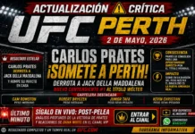 Pesaje UFC hoy resultados: Victoria de Carlos Prates en Perth. Carlos Prates celebrando victoria ante Jack Della Maddalena en UFC Perth 2026
