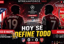 Atlético de Madrid vs Arsenal (1-1): Resumen, Goles y Estadísticas Champions Jugadores de Atlético de Madrid y Arsenal durante la semifinal de la Champions League en el Metropolitano.