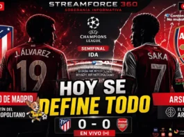 Jugadores de Atlético de Madrid y Arsenal durante la semifinal de la Champions League en el Metropolitano.