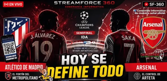 Jugadores de Atlético de Madrid y Arsenal durante la semifinal de la Champions League en el Metropolitano.