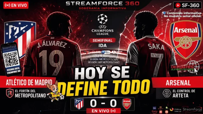 Jugadores de Atlético de Madrid y Arsenal durante la semifinal de la Champions League en el Metropolitano.