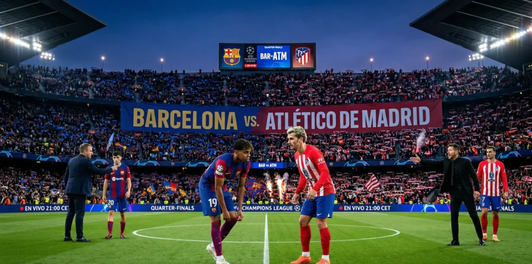 Lamine Yamal vs Antoine Griezmann en el Barcelona vs Atlético de Madrid Champions League 2026.