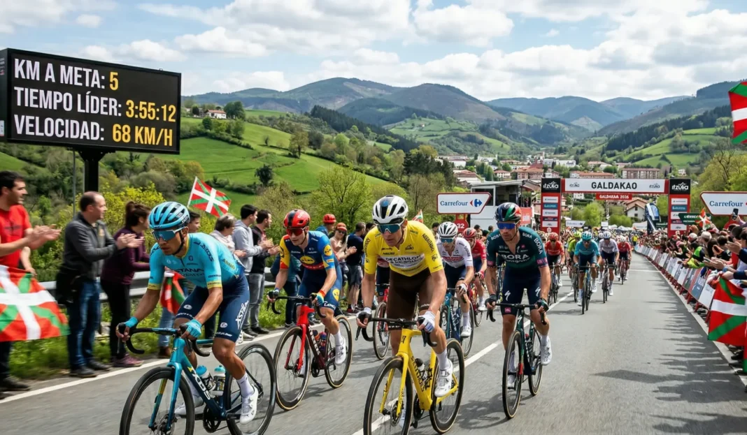 Harold Tejada vs Paul Seixas en la Etapa 4 Vuelta al País Vasco Itzulia 2026.