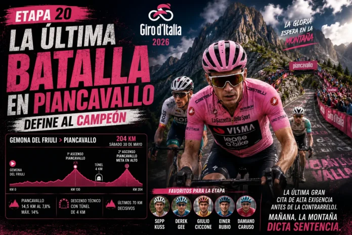 Ciclistas afrontando el ascenso final a Piancavallo en la etapa 20 del Giro d'Italia.