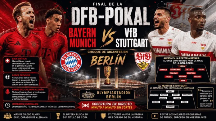 Alineación táctica del Bayern Munich para la Final de la DFB-Pokal en el Olympiastadion de Berlín.