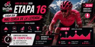 Etapa 16 del Giro de Italia 2026 en vivo: Minuto a minuto hacia Carì Pelotón de ciclistas ascendiendo los puertos de montaña en la Etapa 16 del Giro de Italia 2026 rumbo a Carì.