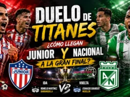 Tribunas del Estadio Romelio Martínez colmadas de aficionados durante el partido de ida de la final de fútbol entre Junior y Atlético Nacional
