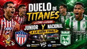 Tribunas del Estadio Romelio Martínez colmadas de aficionados durante el partido de ida de la final de fútbol entre Junior y Atlético Nacional