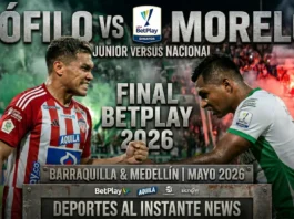 Hinchas de Junior de Barranquilla y Atlético Nacional ondeando banderas institucionales de cara al clásico definitivo por el título colombiano.
