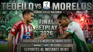 Hinchas de Junior de Barranquilla y Atlético Nacional ondeando banderas institucionales de cara al clásico definitivo por el título colombiano.
