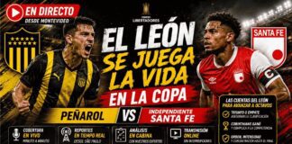 Minuto a minuto Peñarol vs Santa Fe: Copa Libertadores En Vivo Jugadores de Independiente Santa Fe disputando un balón en el torneo continental Copa Libertadores