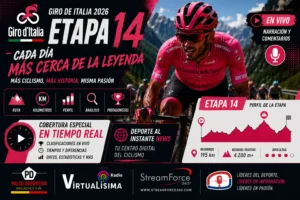 Escaladores puros coronando las rampas alpinas cubiertas de nieve en los márgenes de la carretera durante la etapa 14 del Giro de Italia 2026.