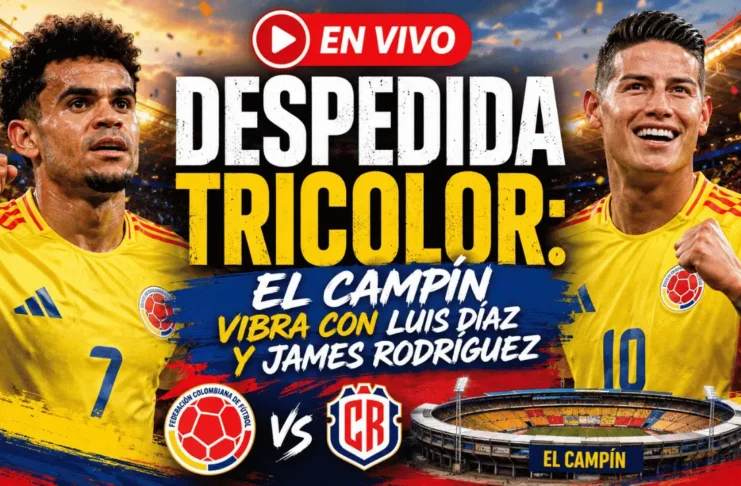 Jugadores de la Selección Colombia abrazados en el Estadio El Campín de Bogotá celebrando antes del viaje al Mundial 2026