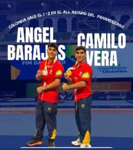 Gimnastas colombianos celebran el oro y plata en Panamericano