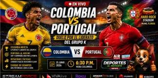 Colombia vs Portugal en vivo: Cima del Grupo K en juego Luis Díaz y Cristiano Ronaldo enfrentándose en el Hard Rock Stadium.