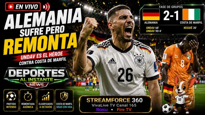Deniz Undav festejando el gol agónico que le dio el triunfo a Alemania sobre Costa de Marfil