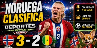 Noruega vence a Senegal y clasifica a la siguiente fase Erling Haaland festejando su doblete con la camiseta de Noruega en el Mundial 2026