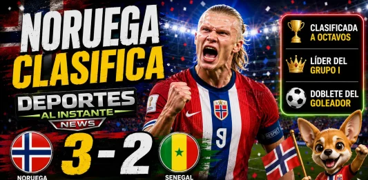 Erling Haaland festejando su doblete con la camiseta de Noruega en el Mundial 2026