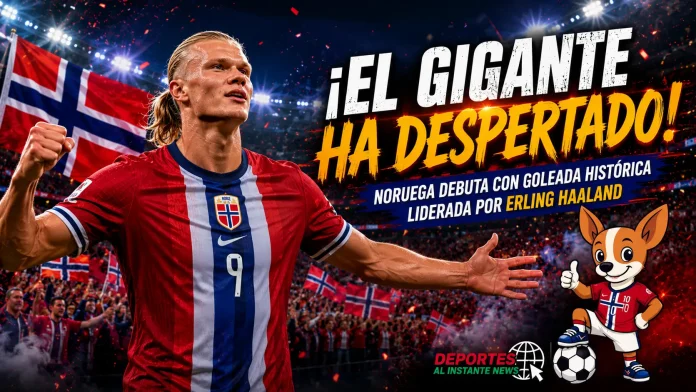 Erling Haaland liderando la victoria de Noruega ante Irak en el Gillette Stadium