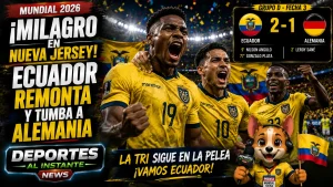 Gonzalo Plata festejando su anotación que dio el triunfo histórico a Ecuador