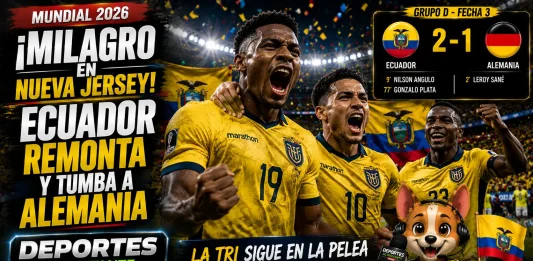 Gonzalo Plata festejando su anotación que dio el triunfo histórico a Ecuador