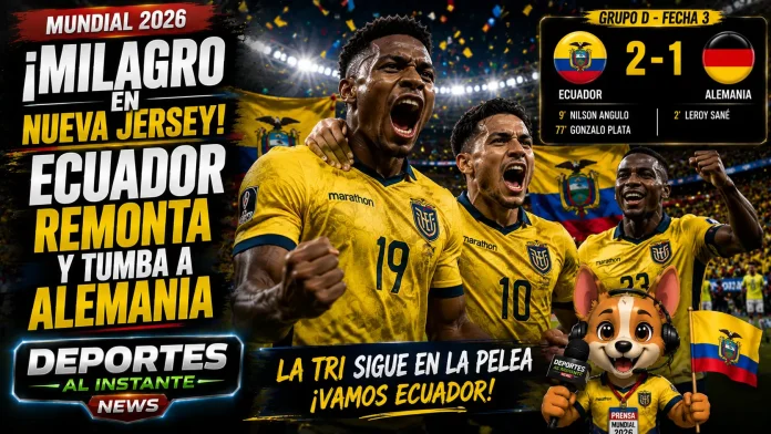 Gonzalo Plata festejando su anotación que dio el triunfo histórico a Ecuador