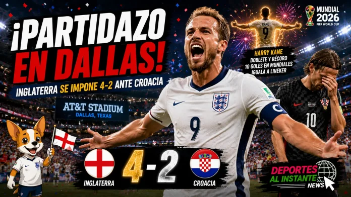 Inglaterra vence 4-2 a Croacia en el AT&T Stadium durante el Mundial 2026