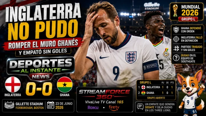 Harry Kane frustrado ante la defensa ghanesa