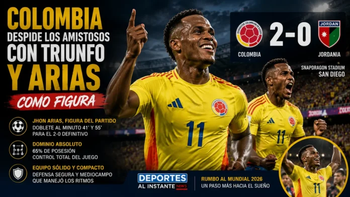 Jhon Arias figura del partido Colombia vs Jordania rumbo al Mundial 2026