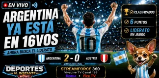 Argentina 2-0 Austria Messi record Mundial 2026 Plantel de Argentina festejando el pase a la siguiente fase en el Mundial 2026
