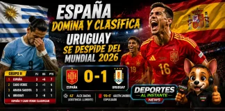 España vence a Uruguay 1-0: Clasificación y Resumen Mundial 2026 Jugadores de la selección de España celebrando la victoria ante Uruguay en el Mundial 2026