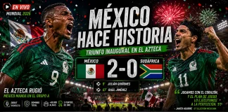 México vs Sudáfrica: Triunfo histórico en el Mundial 2026 Julián Quiñones anotando el primer gol de México en el Mundial 2026