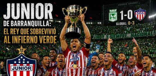 Jugadores del Junior celebrando la estrella 12 en el estadio Atanasio Girardot