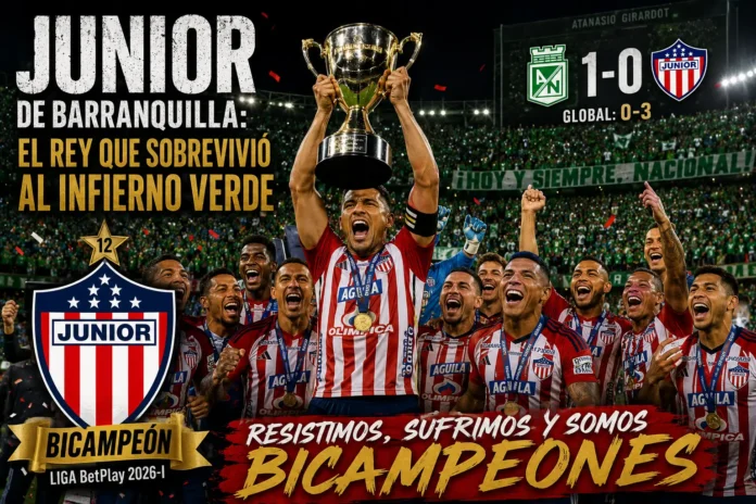Jugadores del Junior celebrando la estrella 12 en el estadio Atanasio Girardot