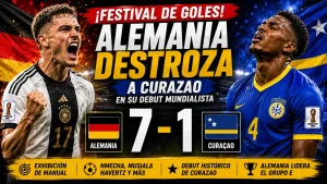 Kai Havertz festejando la goleada de Alemania en Houston