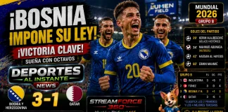 Bosnia vence 3-1 a Qatar y mantiene la ilusión en el Mundial El joven Kerim Alajbegović festeja tras anotar un gol de larga distancia para Bosnia