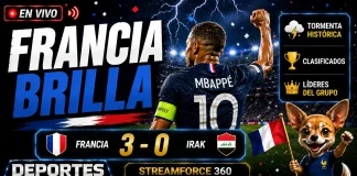 Francia vence a Irak con show de Mbappé y clasifica Kylian Mbappé festejando su gol número 16 en Mundiales tras marcar ante Irak