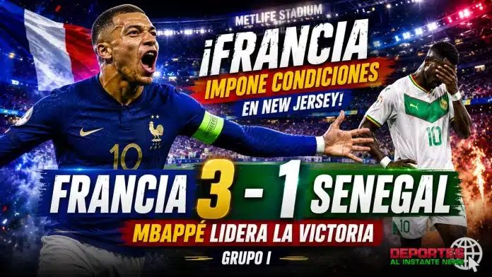 Doblete de Kylian Mbappé en el triunfo de Francia contra Senegal