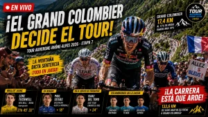 Acción en vivo de los favoritos durante la subida al Grand Colombier en la etapa 7