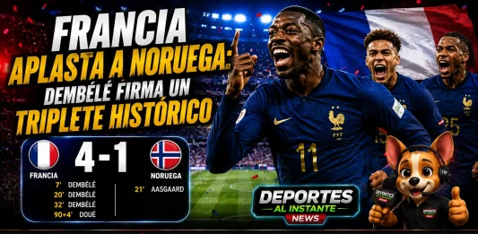 Ousmane Dembélé celebra su triplete en el triunfo de Francia sobre Noruega