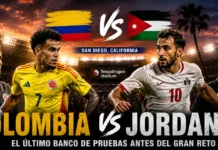 Transmisión en vivo Colombia vs Jordania Amistoso 2026 Jugadores de la Selección Colombia entrenando sobre el césped del Snapdragon Stadium en San Diego para el partido amistoso contra Jordania