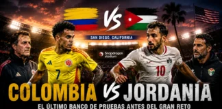Transmisión en vivo Colombia vs Jordania Amistoso 2026 Jugadores de la Selección Colombia entrenando sobre el césped del Snapdragon Stadium en San Diego para el partido amistoso contra Jordania